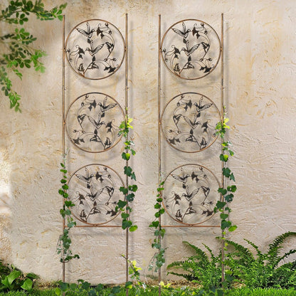 Set of 2 Hummingbird Metal Garden Trellis for Climbing Plants, Decorative Vegetables Flowers Vine Trellis for Outdoor Patio 55'' H x 12.4'' W