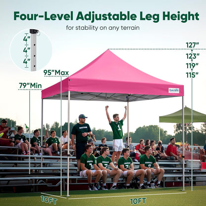 Quictent 10x10 Heavy Duty Pop Up Canopy Tent- Easy up Outdoor Commercial Canopies, Waterproof, 11ft Interior Height, Easy Setup, Includes Sand Weight Bags and Wheeled Carry Bag
