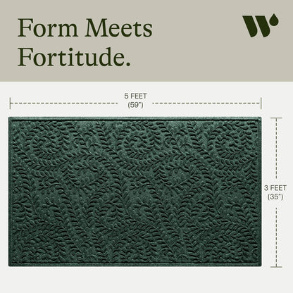 WaterHog Indoor/Outdoor Door Mat, 3' x 5', Made in USA, Durable & Skid-Resistant Front Door Rug, Decorative, Water-Trapping & Heavy-Duty Entryway Floor Mat For Your Home, Boxwood Collection, Evergreen