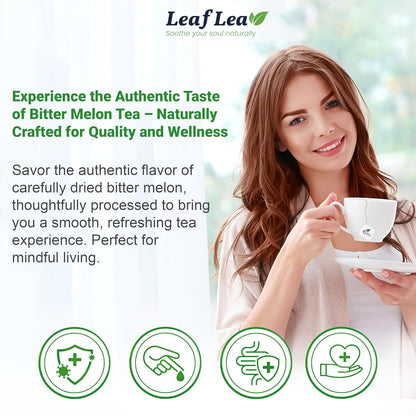 LeafLea Natural Bitter Melon Tea Bags, 40 Cundeamor Herbal Tea Bags – Melon Amargo Gohyah Fruit Tea | Wellness & Digestion Support | Caffeine-Free, Non-GMO, Sugar-Free, Vegan