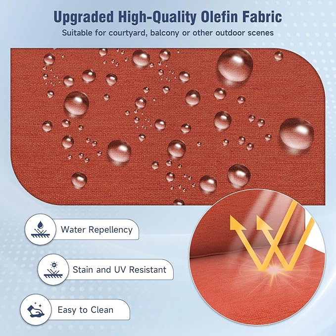 Outdoor Chair Cushions 23" x 24" x 4", Patio Deep Seat Replacement Cushions Set with Zippered Removable Cover, Weather-Resistant Olefin Fabric for Garden Chair Sofa Couch, Red