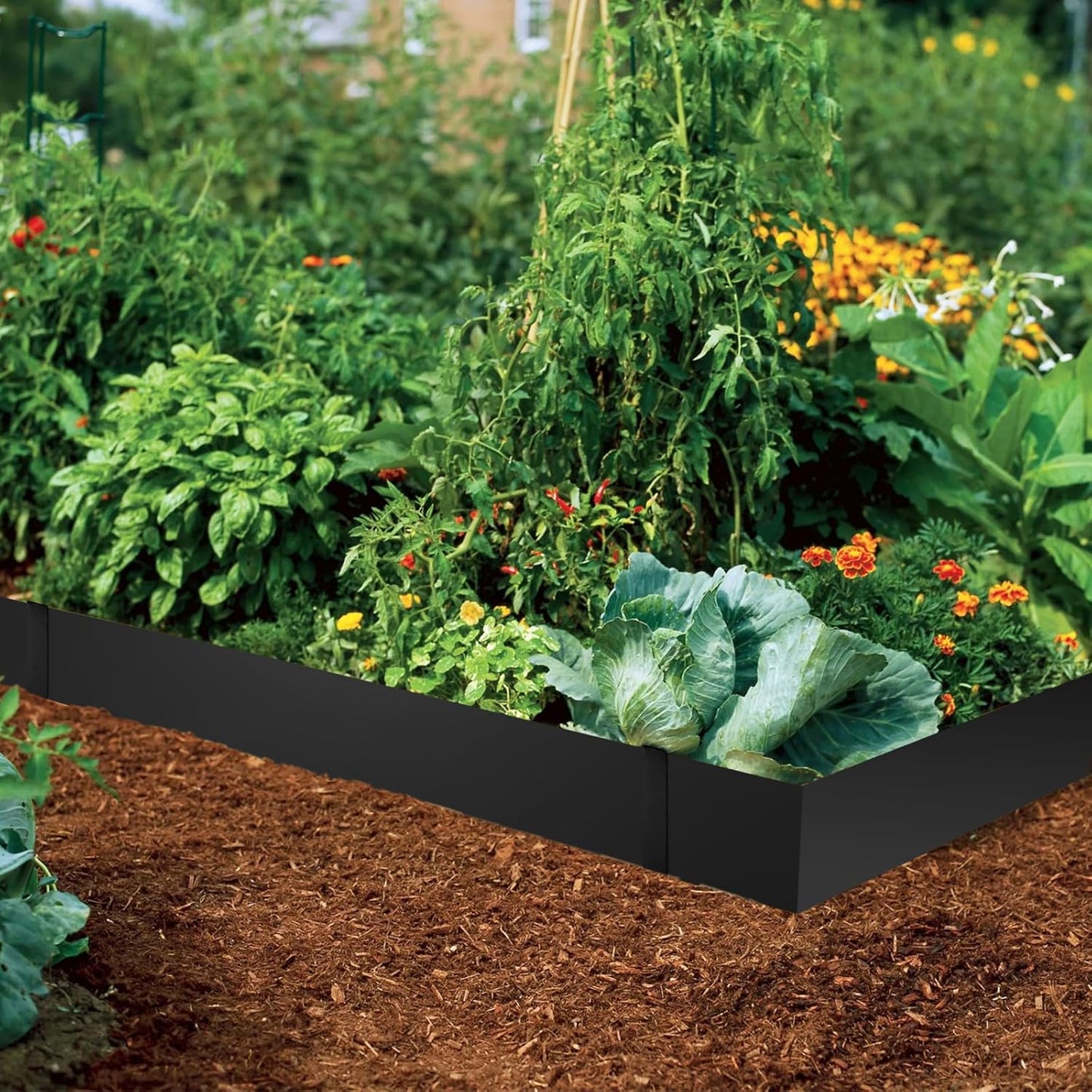 40" LX8 H Metal Landscape Edging, Heavy Duty Galvanized Steel Garden Edging,6 Pack Steel Landscape Edging with 7 Clips for Lawn, Flower Bed, Yard (Black)