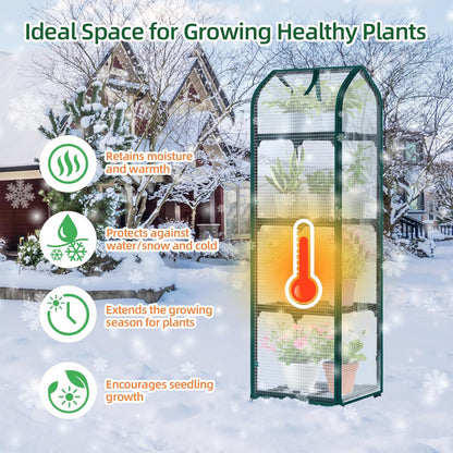 Ohuhu Mini Greenhouse for Indoor Outdoor, Small Plastic Plant Green House with Locking Wheels Portable Greenhouses with Durable Cover for Seedling,Ideal Gardening Gifts for Women Men White