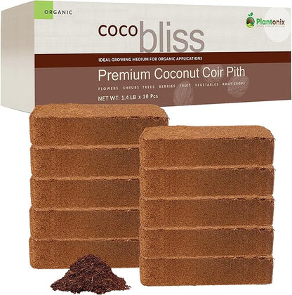 Coco Coir 650gm Bricks (10-Pack) - Organic Coco Coir for Plants - OMRI-Listed Cocopeat Bricks for Garden Soil & Potting Mixes - Coconut Fiber Mixes with Potting Soil for Indoor & Outdoor Plants