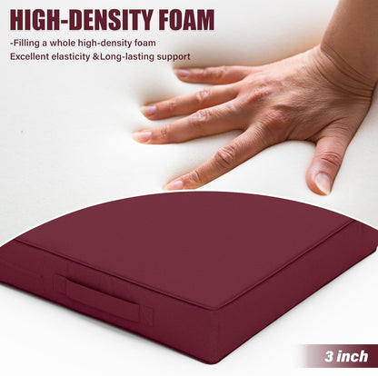 Patio Chair Cushions 17 X 16 X 3 Inch Waterproof Outdoor Seat Cushions for Patio Furniture, Outdoor Sofa Couch Pads with Ties & Handle, Set of 2, Burgundy