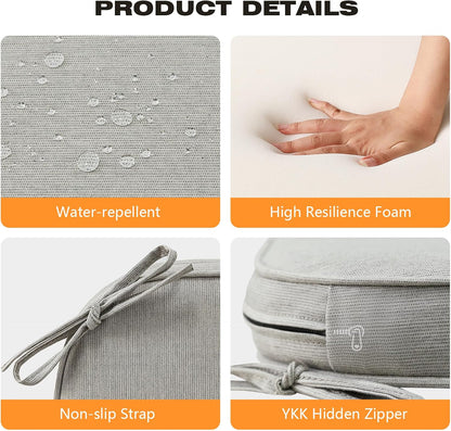 Sunbrella Round Corner Seat Cushions, 17" x 16" x 2", Set of 4, Indoor Outdoor Water Repellent Universal Chair Pads with Ties for Patio Furniture, Garden Dining Chairs, Specrtum Pebble