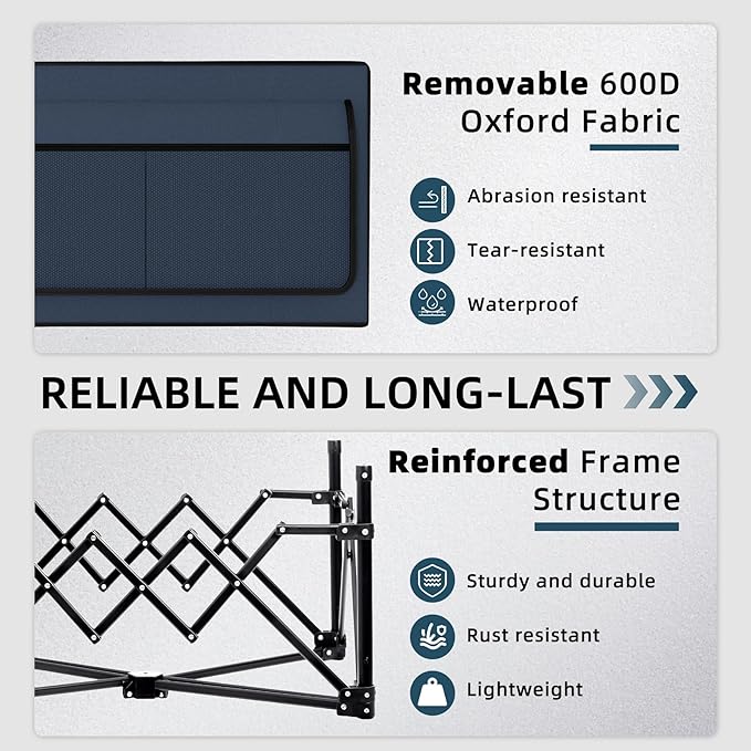 Favoyard Collapsible Wagon Carts Foldable 150L & 360LBS Portable Folding Wagons with All-Terrain Wheels & Brakes Heavy Duty Outdoor Utility Cart for Beach Grocery Camping Shopping Sports Garden, Blue