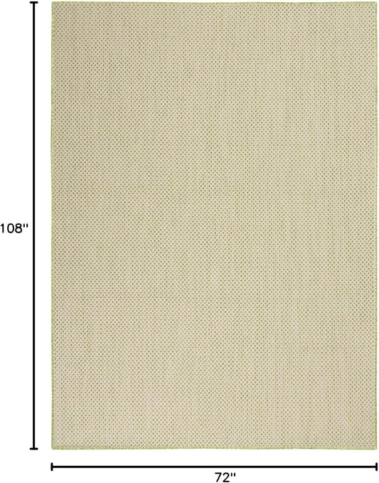 Nourison Courtyard Indoor/Outdoor Ivory Green 6' x 9' Area Rug, Geometric, Easy Cleaning, Non Shedding, Bed Room, Living Room, Dining Room, Deck, Patio, Backyard (6x9)