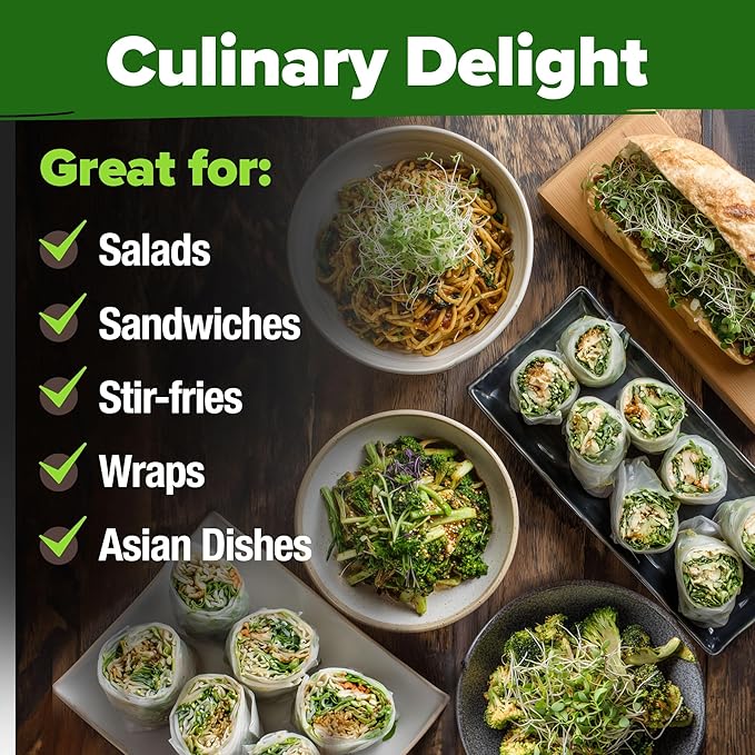 HOME GROWN Broccoli Seeds 8 oz - for Sprouting or Microgreens 𝗡𝗢𝗡-𝗚𝗠𝗢 𝗨𝗦𝗔-𝗦𝗢𝗨𝗥𝗖𝗘𝗗 High Germination Sprout Seeds Nutritious Micro Greens - Broccoli Sprouts in 5 days - Sulforaphane Rich