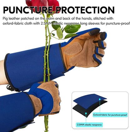 Vgo... Gardening Gloves Unisex,Safety Work Gloves,Long Sleeves Gauntlet,Puncture Proof,Touchscreen(Size S,Blue,SL7496)