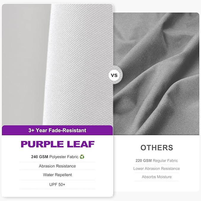 PURPLE LEAF 10 Feet Patio Umbrella Outdoor Cantilever Solar Powered LED Swivel Square Umbrella Aluminum Offset Umbrella with 360-degree Rotation for Garden Deck Pool Patio White