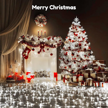 BlcTec Christmas Lights Indoor Outdoor, 300 LED 108FT Bright Christmas String Lights with 8 Modes, Connectable Plug, Waterproof, UL Listed and Timer, Suitable for Xmas Party Decorations, Cool White