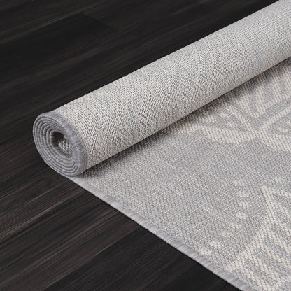 Medallion Outdoor Rug 8x10 Washable Outside Carpet for Indoor Patio Porch Waterproof Easy Cleaning Non Shedding Area Rugs Gray 8 x 10