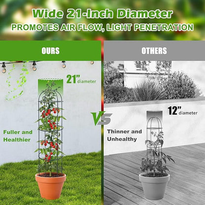 Trellis for Climbing Plants Outdoor, 75 Inch Tall Heavy Duty Metal Garden Trellis Tower Potted Cages for Flowers Fruits Vegetable Cucumber Tomato Potted Rose Clematis Pea Bean Raised Bed Trellises