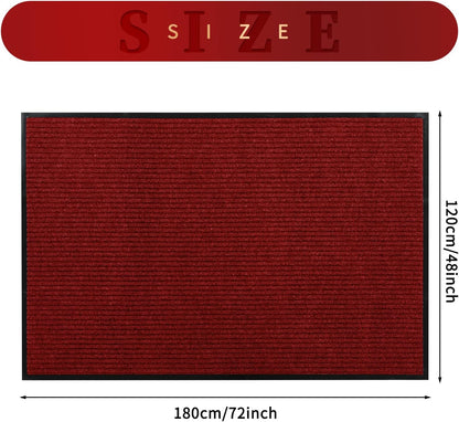 Profile Rubber Door Mat, 72x48inch, Heavy Duty, Entrance Doormat, Indoor and Outdoor, Waterproof, Easy Clean Shoe Scraper, Home Rug Welcome Mats for Entryway, Patio, Porch(Red)