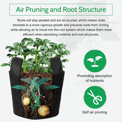 JERIA 12-Pack 15 Gallon, Vegetable/Flower/Plant Grow Bags, Aeration Fabric Pots with Handles (Black), Come with 12 Pcs Plant Labels
