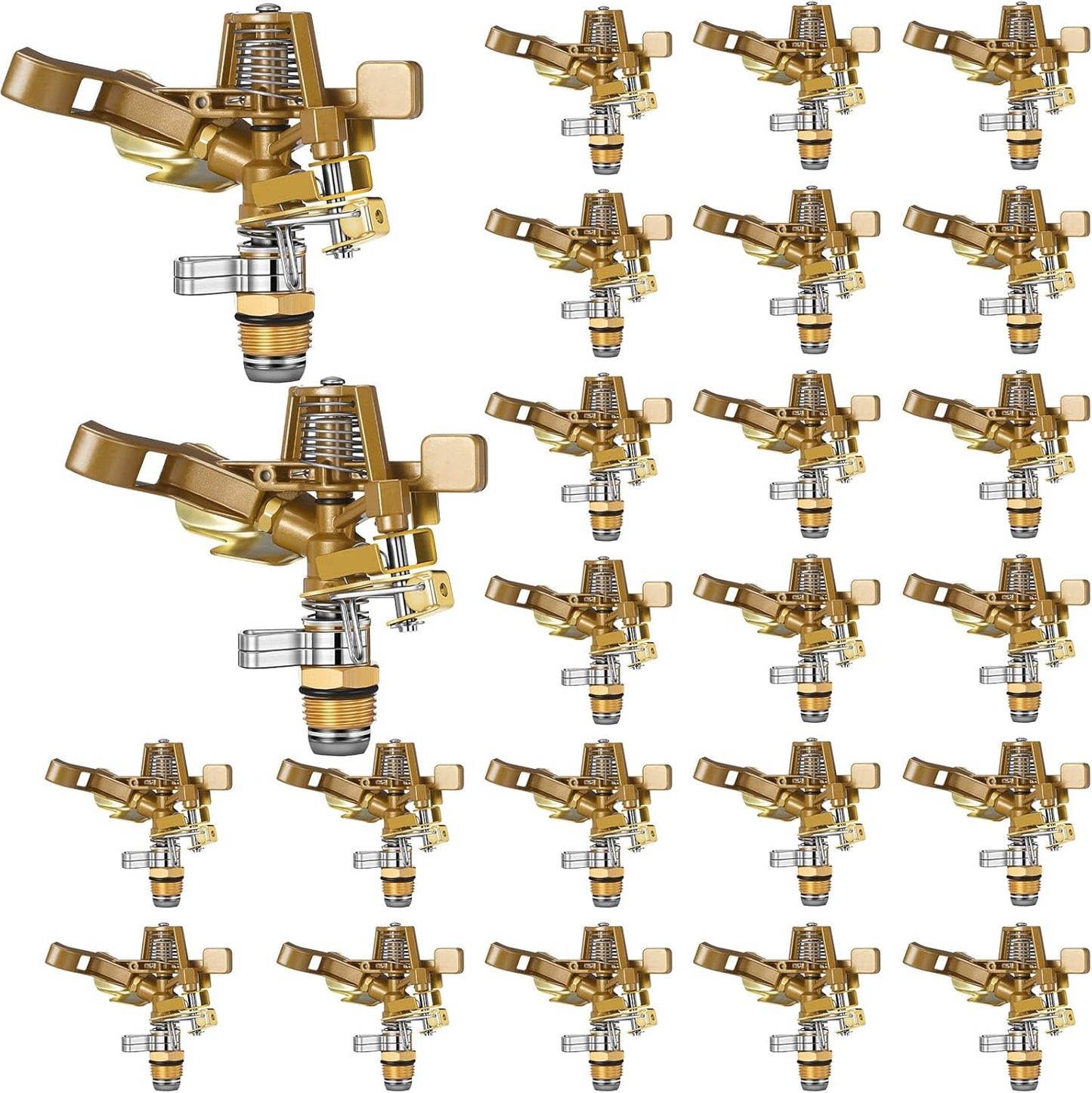 Ferraycle 24 Pieces 1/2 Inch Brass Impact Sprinkler Head with Nozzles Heavy Duty Adjustable 0-360 Degrees Impulse Sprinkler Head Lawn Watering for Yard Irrigation