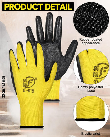 Nuogo 48 Pairs Gardening Gloves for Men Women Rubber Coated Safety Work Gloves Bulk for Gardening Construction Work