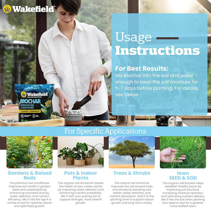 Wakefield Premium Indoor Potting Soil - Professional Biochar & Probiotics with CarbonBoost Technology - Ultimate Organic Potting Mix for Indoor & Outdoor Plants, Succulents & House Plants -1Cuft