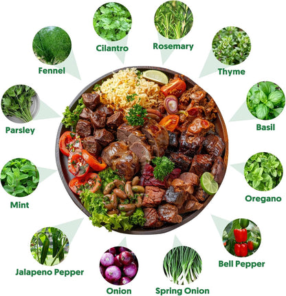 12 Varieties of Seasoning Seeds for Planting, Family Culinary Spice Herb & Veggie Seeds Packet, Basil, Rosemary, Thyme, Cilantro, Pepper, Mint, Non-GMO, Heirloom, for Home Garden Indoor Outdoor