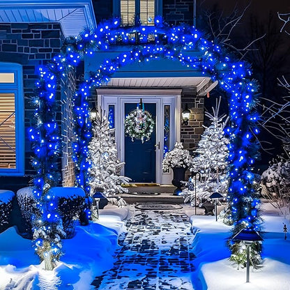 JMEXSUSS 2 Pack Blue Solar Christmas Lights, Total 400 LED 151FT Solar String Lights Outdoor Waterproof, 8 Modes Blue Christmas String Light for Outside Garden Party Patio Tree Decorations