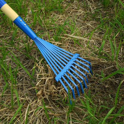 Kids Rakes with Hardwood Handle - Metal Kids Leaves Rakes, 28" Child Size Lawn Rakes with Vibrant Blue Heads, Garden Tool Set for Kids Boys and Girls