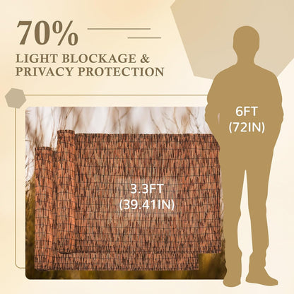 Brown 2 Pack 3.3FT X 16.4FT Reed Fencing Roll, Balcony Privacy Shade Reed Bamboo Fencing Garden Fence Border, Wind Block Sunshade Fence Screen for Outdoor Yard Patio Flower Bed Edge