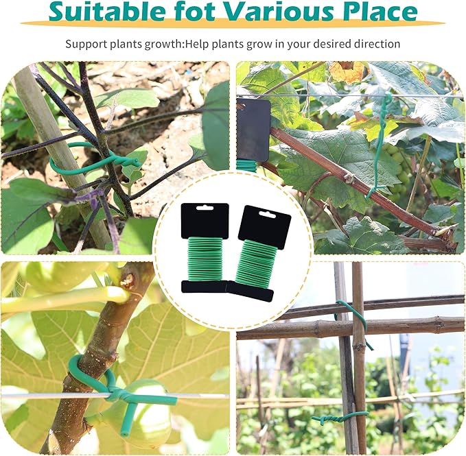 (2 Reel) Soft Plant Ties, Garden Ties TPR Flexible Durable Heavy Duty Twist Wire for Twine Tomatos Branches Vines and Tying Up Cable Wires (Green)(φ3.5mm，26feet)
