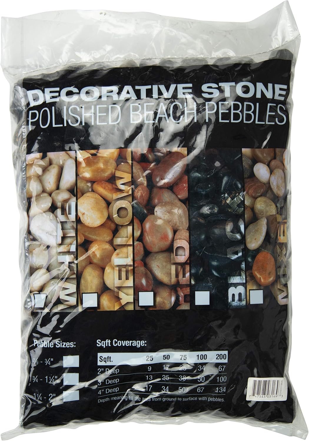 MSI Decorative Polished Mixed Pebbles, 0.7 inch - 1.2 inch, 40 lb. Bag