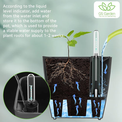 Self Watering Planters for Indoor Plants : 5 inch 6 Pack Grey Planter with Water Level Indicator African Violet Self Watering Flower Pot for Herb Pot House Plant Planting