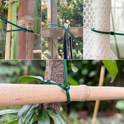 4 inch 3mm Dark Green Nylon Garden Cable Zip Ties Self Locking Cable Ties Twist Ties, Multi-Purpose Cable Tie (200 Pcs) Decoration Tie Wraps for Christmas Tree
