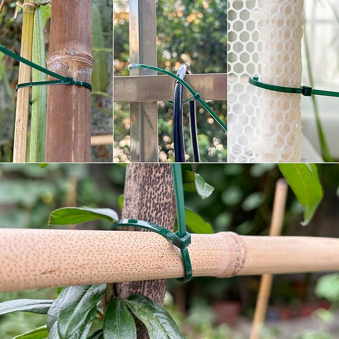6 inch 3mm Dark Green Nylon Garden Cable Zip Ties Self Locking Cable Ties Twist Ties, Multi-Purpose Cable Tie (200 Pcs) Decoration Tie Wraps for Christmas Tree