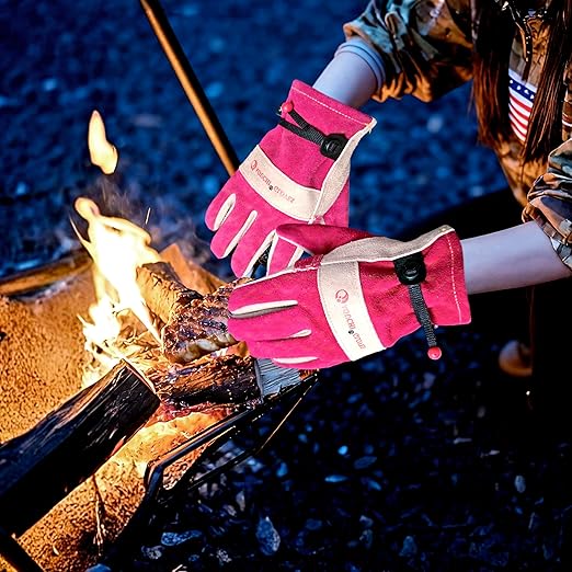 Women's Cotton Lined Leather Work Gardening Gloves, Rose Trimming, TIG/MIG Welding, Construction, Farm, Ranch Flexible Cowhide Gloves, Comfortable, Durable (Large)