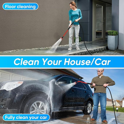 2 in 1 Bendable Watering Wand Heavy Duty, for Garden/Car Use with 10 Spray Patterns, 29In Long Hose Nozzle Sprayer,Fits 3/4” Quick Coupling/Garden Hoses