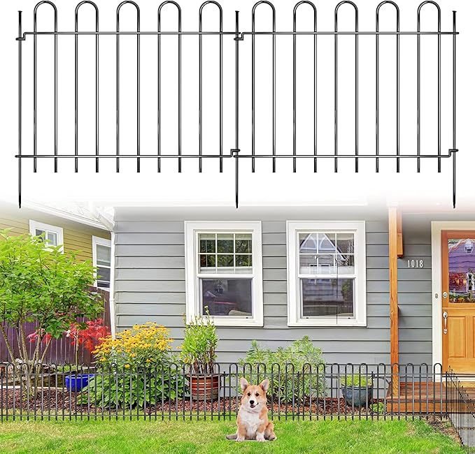 26 Panels Decorative Garden Fence, 37ft X 20in Rustproof Metal Animal Barrier Fence, No Dig Fence Garden Fence, Arched Flower Bed Edging Ornamental Wire Border Fencing for Outdoor Yard, Patio Decor