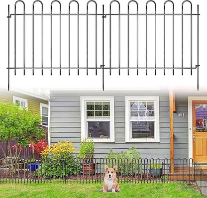 26 Panels Decorative Garden Fence, 37ft X 20in Rustproof Metal Animal Barrier Fence, No Dig Fence Garden Fence, Arched Flower Bed Edging Ornamental Wire Border Fencing for Outdoor Yard, Patio Decor