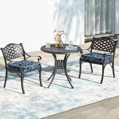 LVTXIII Patio Chair Cushions 22"x22"x3", Water-Repellent Outdoor Seat Cushions for Patio Furniture, Square Chair Pads with Ties for Home Garden Decoration, Set of 2, Flower Navy