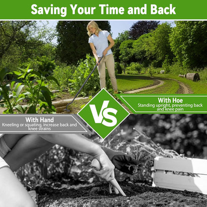 Garden Hoe, Heavy Duty Plow Hoe Garden Tool for Plowing,Cultivating, Trenching, Ridging, Weeding, Loosening Soil, 55 Inch Long Handle, V Shaped Sharp Triangle Hoe, Gardening Hand Tools