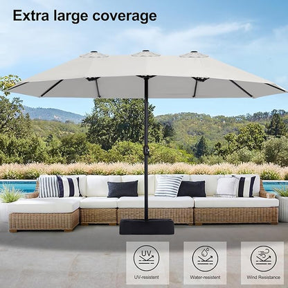 MASTERCANOPY Patio Outdoor Umbrella,15FT Double Sided Large Umbrella with Base