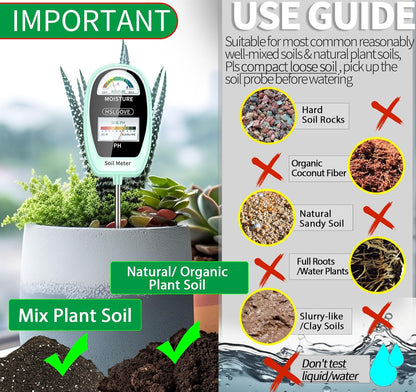 HSLGOVE Soil Test Kit, 2-in-1 Soil Moisture Meter/Soil PH Meter, Dual Screen Soil Tester, Soil Moisture Meter for Plants Watering/Gardening for Lawn,Farm Indoor&Outdoor Use-Greennew