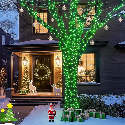 JMEXSUSS 2 Pack Green Christmas Lights, Total 400 LED 151FT Green Solar Lights Outdoor Waterproof, 8 Modes Solar String Light for Outside Patio Yard Tree Christmas Decorations