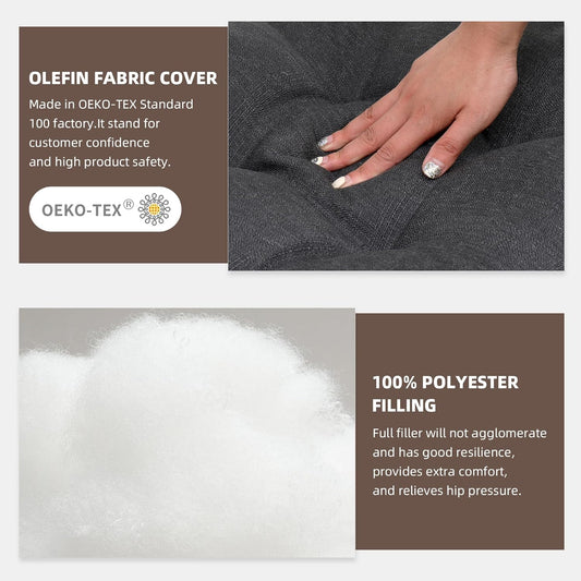 RACE LEAF Outdoor Seat Cushions Set of 2, 17" x 17" Square Patio Cushions, Plump Filling Tufted Water-Resistant Olefin Chair Seat Cushion with Ties for Non-Slip Support, Gray