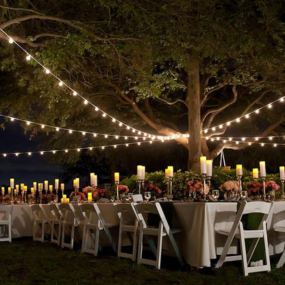 Banord Outdoor String Lights, 48FT Waterproof Patio Lights with 1W Dimmable LED Bulbs, White Hanging String Lights for Outdoor Backyard, Garden, Deck, Porch, Gazebo, Balcony, Camping, Party