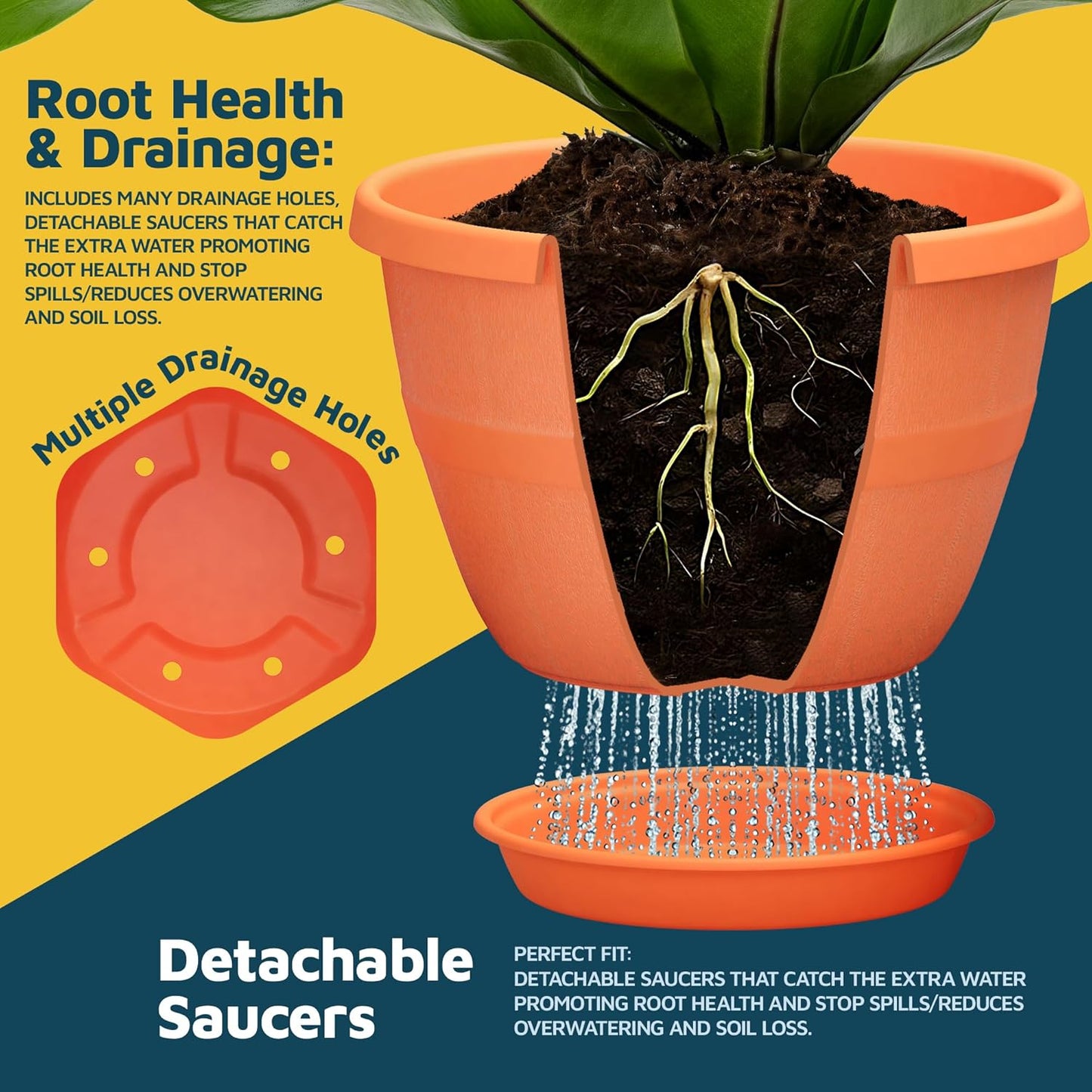 10-Inch Whiskey Barrel Planters Outdoor Pack of 25 - Durable Plastic Plant Pots for Indoor & Outdoor Use with Drainage & Saucer, Lightweight Rustic Barrel Planters for Flowers, Herbs & Small Plants