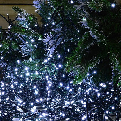 Upgrade 2Pack 500LED Solar String Lights for Outside, 180FT Solar Christmas String Lights Outdoor with 8 Modes, IP65 Waterproof Outdoor Twinkle Light, Garden Xmas Tree Christmas Decoration, Cool White