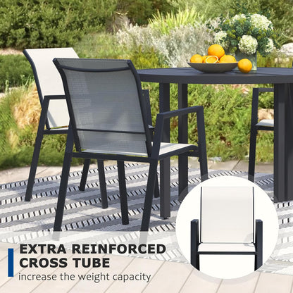 Outdoor Patio Chairs Set of 6, Oyster Beige Stackable Outdoor Chairs, Lightweight Patio Set with High Back, Metal Dining Chair for Lawn, Garden, Yard and Deck