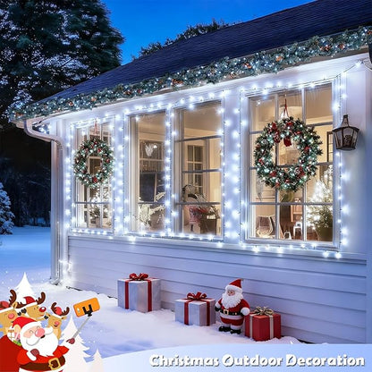 JMEXSUSS 2 Pack White Solar Christmas Lights, Total 200 LED 66 FT Solar String Lights Outdoor Waterproof, White Twinkle Light for Christmas Tree Outside Garden Yard Decor