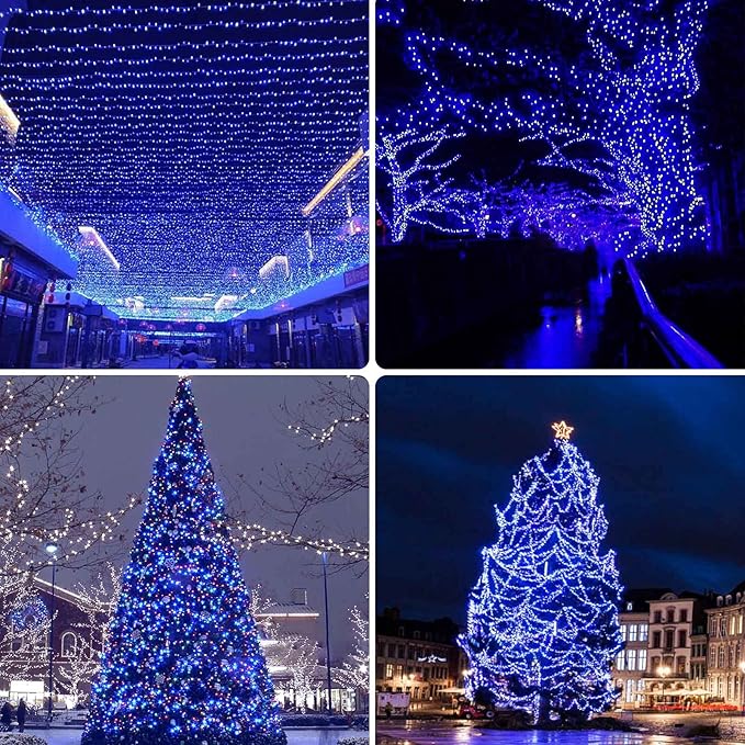 2 Pack 480 LED Solar Chrismas Lights Outdoor, 170 FT Super Long Solar String Lights for Outside with 8 Modes & Memory Function, Waterproof Twinkle Light for Xmas Tree Yard Party Decorations (Blue)