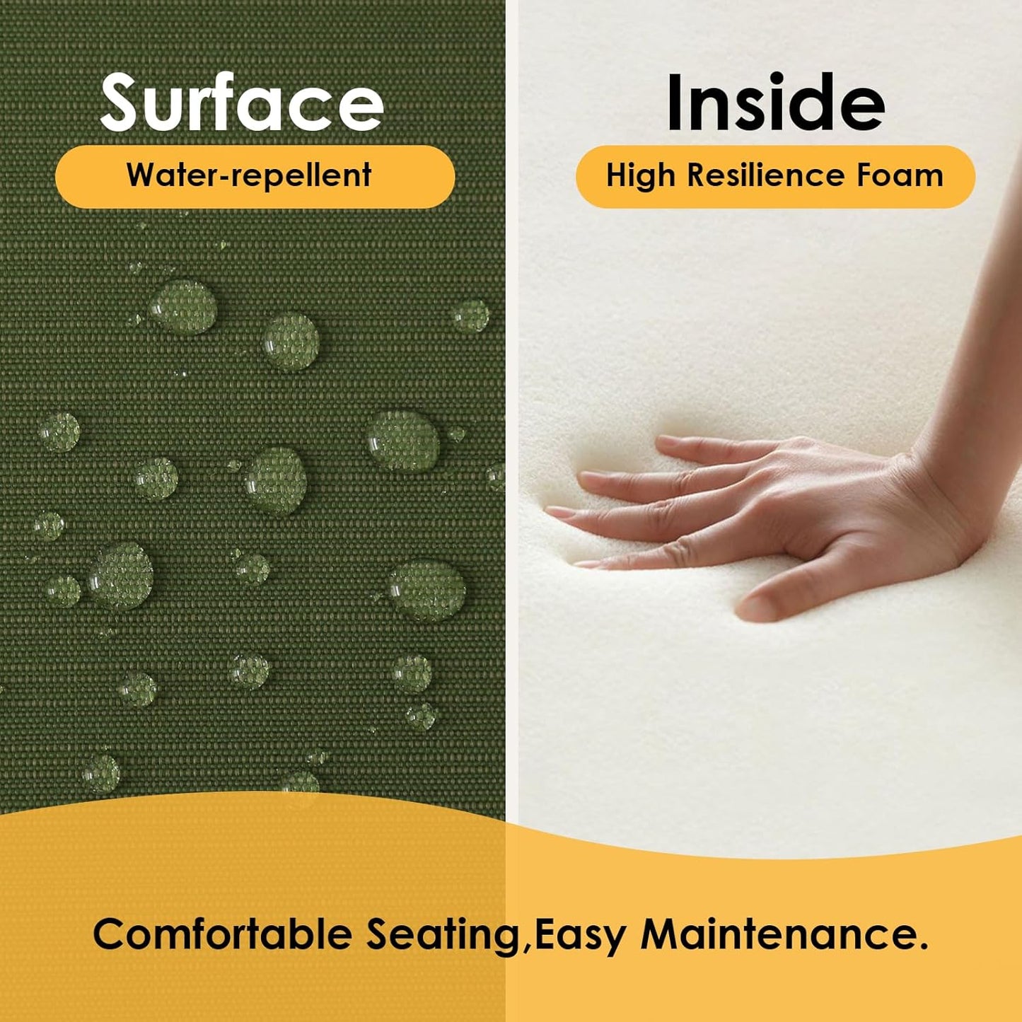 Outdoor Round Corner Seat Cushion, 17"x16"x2", Set of 4, Non Slip Seat Cushion Pads with Removable Cover for Patio Furniture, Garden Yard Lawn, Deep Forest Green