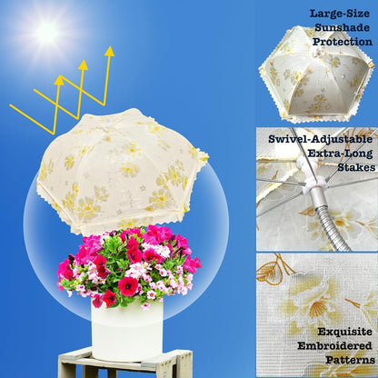 TIMSO Adjustable 3 Pack Plant Shade Umbrella for Outdoor Garden - Sun Protection Cloth & Umbrella for Plants, Potted Plants, and Garden Beds